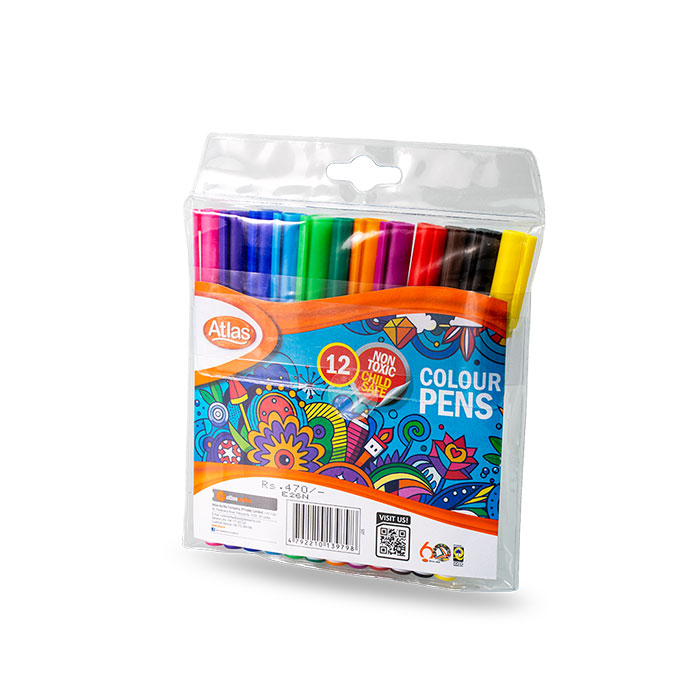 508246 Atlas Colour Pen Wallet 12 Colours - Image 1