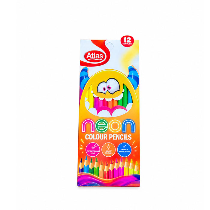 509649 Atl Neon Colour Pencil 12 Colour - Image 1